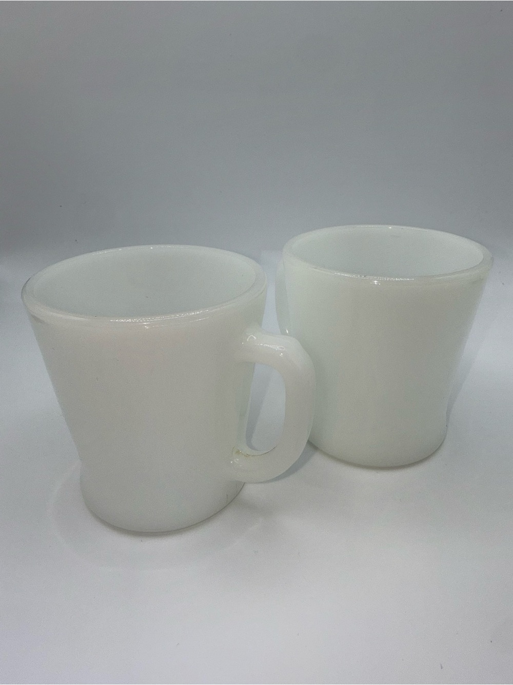 Vintage Fire King White Milk Glass Mugs - Pair